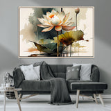 46359-MGV-CV-36X24-Lotus Blossom Wall Art Canvas Print, Framed Water Lily Art Picture Print, Zen Flower Perfect Zen Botanical Decor Artwork