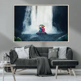 32259-MGV-CV-36X24-Stitch Angel Wall Art Canvas Print, Framed Stitch Waterfall Art Picture Print, Cartoon Couple Perfect Moody Fantasy Decor Artwork