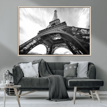 40006-MGV-CV-36X24-Eiffel Tower Wall Art – Black and White Architectural Photo Print, Paris Inspired Decor for Bedroom, Office, Studio or Modern