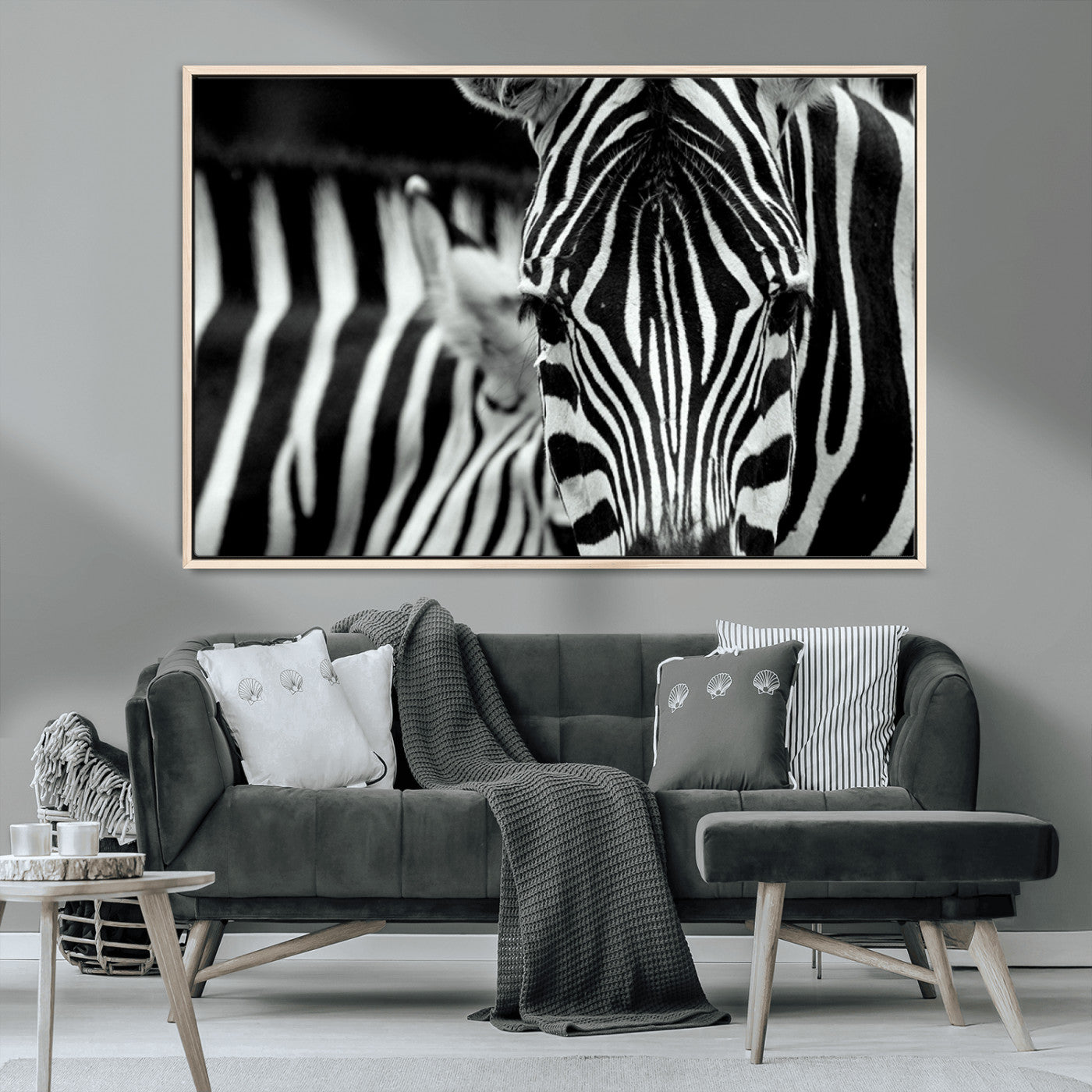 43631-MGV-CV-36X24-Zebra Wall Art – Black & White Safari Wildlife Canvas Print, Modern Animal Photography Decor for Living Room, Office, or Bedroom