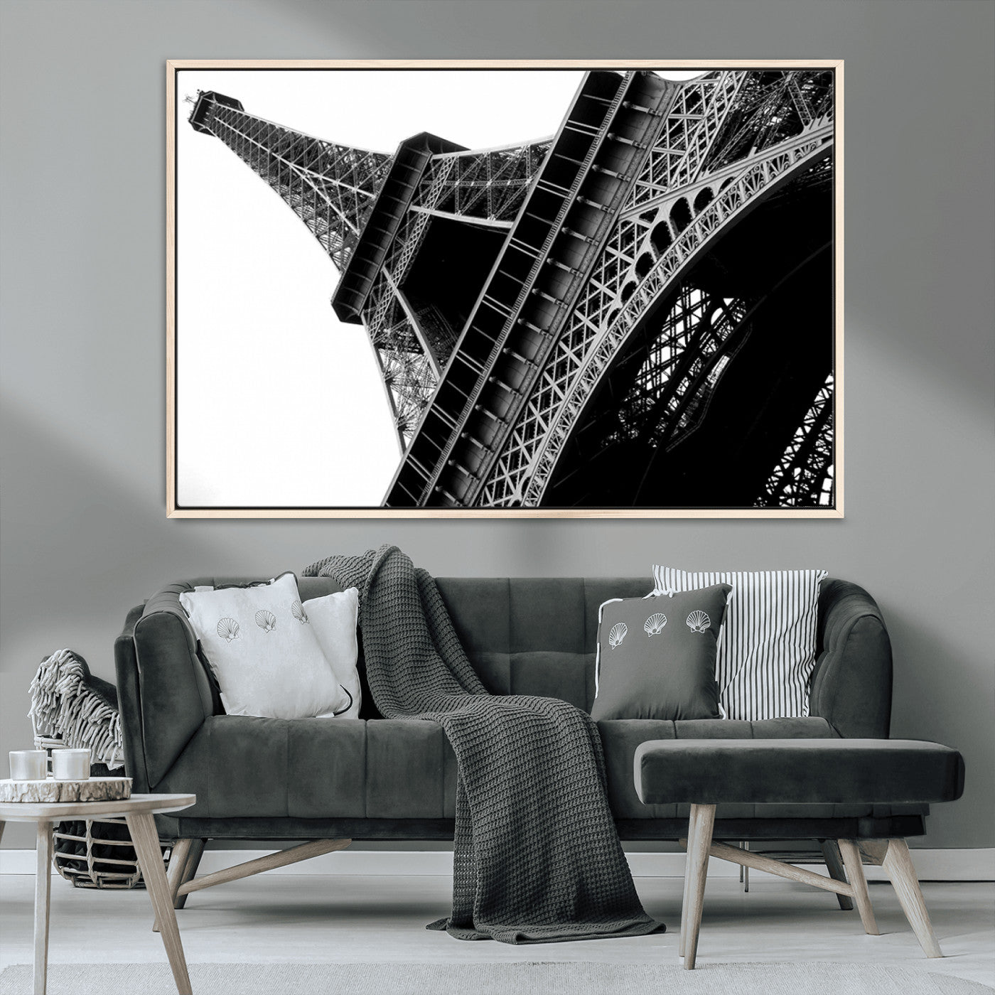 89033-MGV-CV-36X24-Eiffel Tower Wall Art – Dramatic Black and White Architectural Canvas Print, Modern Paris Decor for Office, Living Room or