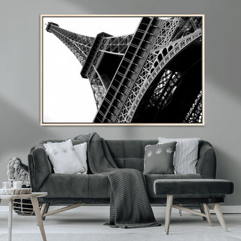 89033-MGV-CV-36X24-Eiffel Tower Wall Art – Dramatic Black and White Architectural Canvas Print, Modern Paris Decor for Office, Living Room or