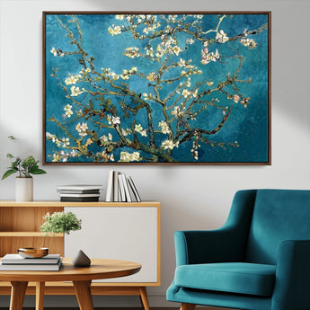 91714-MGV-CV-36X24-Almond Blossoms Wall Art – Handcrafted Van Gogh Inspired Floral Canvas Print, Beautiful Nature Decor for Living Room, Bedroom, or