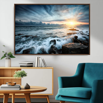 33428-MGV-CV-36X24-Ocean Sunrise Wall Art – Serene Seascape Canvas Print, Coastal Home or Office Decor, Perfect for Living Room, Bedroom, or Study