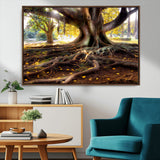 53335-MGV-CV-36X24-Majestic Tree with Sprawling Roots Wall Art – Serene Sunlit Park Scene, Nature Canvas Print, Perfect for Living Room, Office or