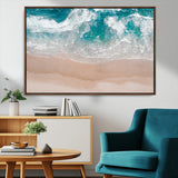 39236-MGV-CV-36X24-Ocean Beach Wall Art – Aerial View of Waves and Sand Canvas Print, Coastal Home Decor for Living Room, Bedroom, Office or Beach