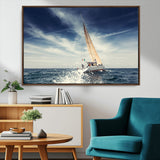 75430-MGV-CV-36X24-Sailing Boat Wall Art – Dynamic Ocean Yacht Canvas Print, Nautical Decor for Living Room, Office, Beach House or Cabin