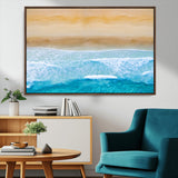 43046-MGV-CV-36X24-Aerial Beach Wall Art – Serene Ocean Waves & Sandy Shore Canvas Print, Coastal Home Decor for Living Room, Bedroom or Office