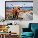 56121-MGV-CV-36X24-Rustic Highland Cow Wall Art – Panoramic Nature Canvas Print, Perfect Decor for Home, Office, Living Room or Man Cave