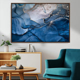 27810-MGV-CV-36X24-Abstract Blue Gold Fluid Art Wall – Modern Canvas Print, Elegant Home & Office Wall Art, Stylish Living Room or Bedroom Decor