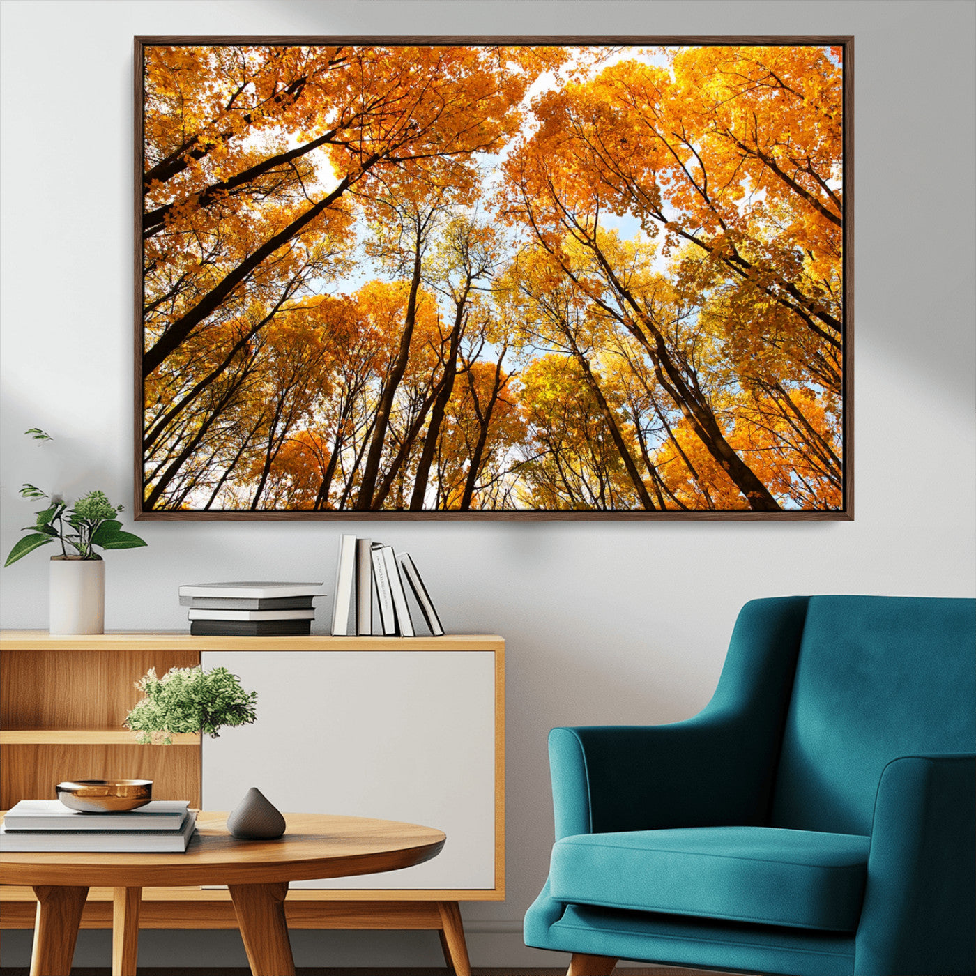 11823-MGV-CV-36X24-Golden Autumn Tree Canopy Wall Art – Stunning Fall Forest Leaves Print, Warm Seasonal Nature Decor for Home, Office or Cabin