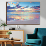 64882-MGV-CV-36X24-Tranquil Sunset Beach Wall Art – Panoramic Ocean Reflection Canvas Print, Calm Coastal Decor for Bedroom, Living Room or Office