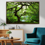 18094-MGV-FC-36X24_Walnut-Emerald Canopy Wall Art – Panoramic Lush Green Tree Canvas Print, Serene Nature Decor for Office, Living Room or Meditation Space