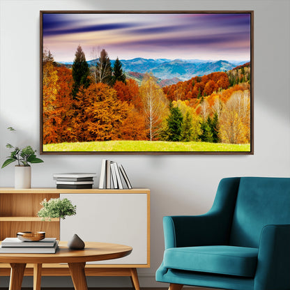 58007-MGV-CV-36X24-Autumn Mountain Landscape Wall Art – Stunning Fall Forest Canvas Print, Cozy Nature Decor for Home or Office