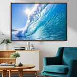 37494-MGV-FC-36X24_Walnut-Ocean Wave Canvas Art – Stunning Blue Wave Photography, Coastal Wall Decor for Living Room, Bedroom or Office