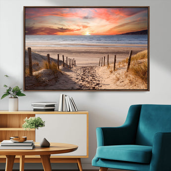 78111-MGV-FC-36X24_Walnut-Sunset Pathway Wall Art – Panoramic Coastal Canvas Print, Tranquil Beach Decor for Living Room, Office or Bedroom