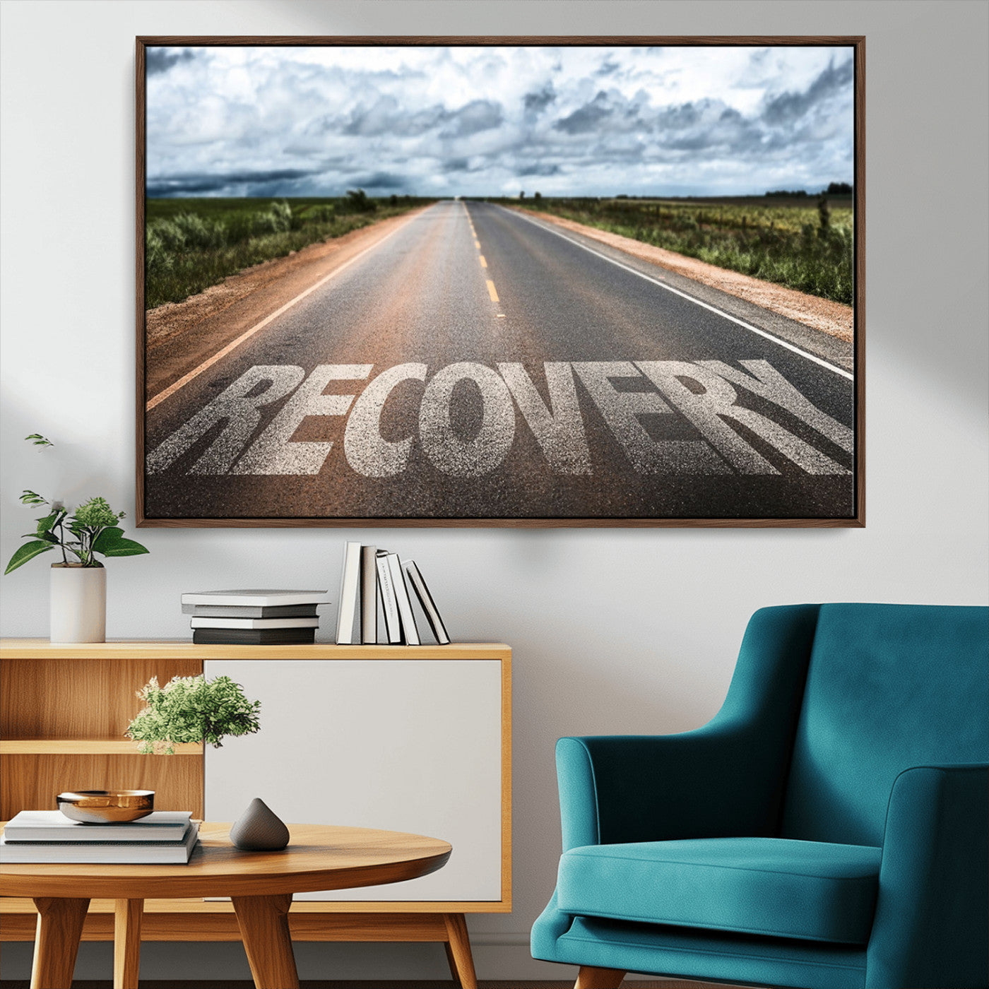 50743-MGV-FC-36X24_Walnut-Healing Road Wall Art – Motivational Highway Canvas Print, Inspirational Journey Decor for Office, Gym or Living Room