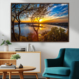 66839-MGV-FC-36X24_Walnut-Lake Sunset Wall Art – Golden Hour Canvas Print with Trees and Water Reflection, Scenic Landscape Photography for Living Room,