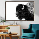 68780-MGV-FC-36X24_Walnut-Bison Close-Up Wall Art – Black and White Buffalo Canvas Print, Rustic Wildlife Photography Decor for Living Room, Office, or