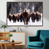 66871-MGV-CV-36X24-Bison Herd Wall Art – Wildlife Buffalo Canvas Print, Rustic Western Nature Photography Decor for Living Room, Office, Cabin, or