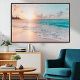 89767-MGV-FC-36X24_Walnut-Ocean Sunset Wall Art – Serene Beach Canvas Print with Pastel Sky and Waves, Coastal Seascape Artwork for Bedroom, Living Room, or
