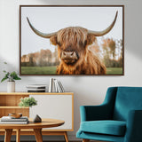 64824-MGV-FC-36X24_Walnut-Highland Cow Wall Art – Rustic Scottish Bull Canvas Print, Farmhouse Animal Decor for Living Room, Bedroom, Office or Cabin