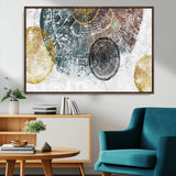 70653-MGV-CV-36X24-Abstract Tree Ring Wall Art – Modern Rustic Wood Slice Canvas Print with Gold Accents, Contemporary Nature Decor for Living Room,