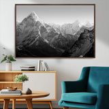 10775-MGV-FC-36X24_Walnut-Snow Capped Mountain Wall Art – Black and White Canvas Print of Majestic Peaks, Nature Landscape Photography for Office, Bedroom,