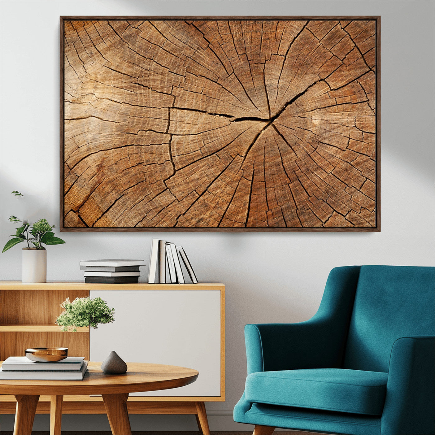 61710-MGV-FC-36X24_Walnut-Tree Rings Wall Art – Rustic Wood Grain Canvas Print of Tree Trunk Cross Section, Nature Inspired Decor for Cabin, Office, Living
