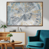 17631-MGV-FC-36X24_Walnut-Radiant Burst Wall Art – Abstract Sunburst Canvas Print in Blue and Gold, Modern Geometric Painting for Living Room, Office or