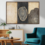 77785-MGV-FC-36X24_Walnut-Tree Ring Abstract Wall Art – Rustic Wood Growth Pattern Canvas Prints, Modern Nature-Inspired Decor for Living Room or Office