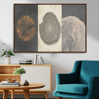 80725-MGV-CV-36X24-Wood Tree Rings Wall Art Canvas Print, Framed Tree Rings Art Picture Print, Abstract Tree Rings Perfect Modern Boho Decor Artwork
