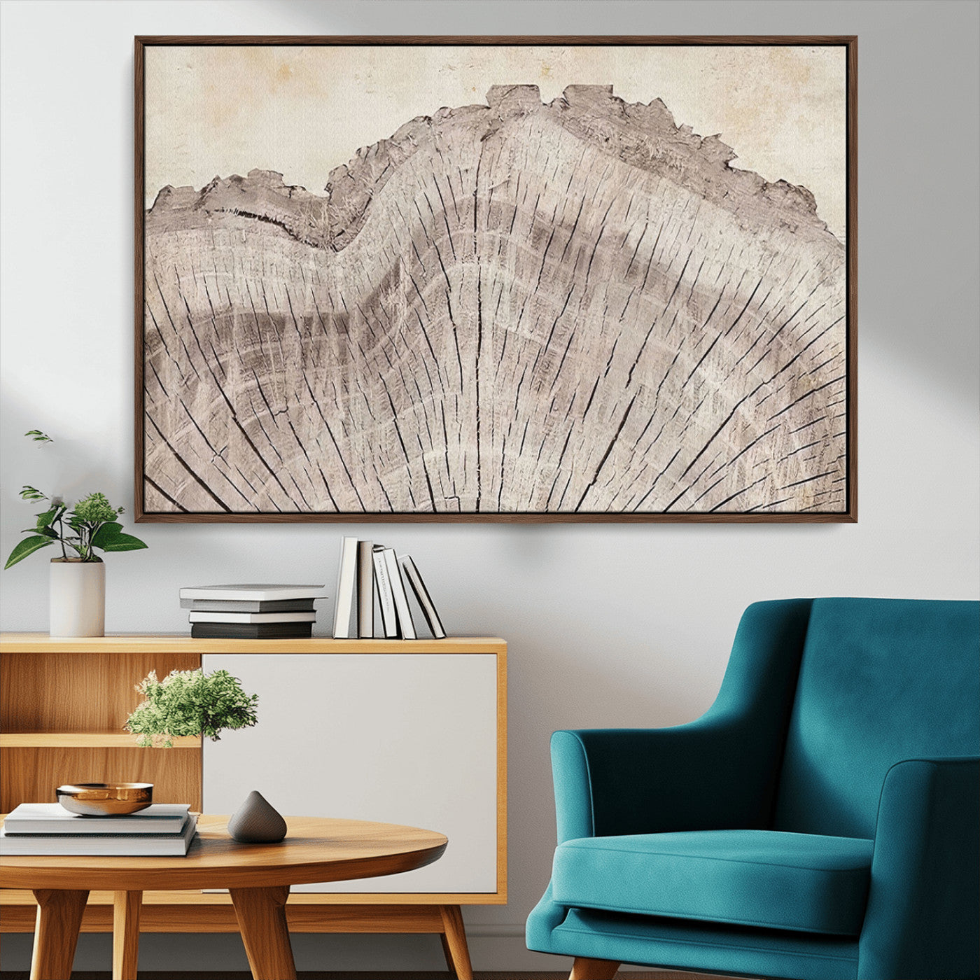 67528-MGV-CV-36X24-Wood Ring Wall Art Canvas Print, Framed Tree Ring Art Picture Print, Rustic Tree Ring Perfect Neutral Boho Decor Artwork