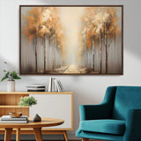 95004-MGV-CV-36X24-Autumn Forest Path Wall Art – Hand Painted Canvas Print with Golden Trees, Modern Nature Landscape Decor for Living Room, Bedroom