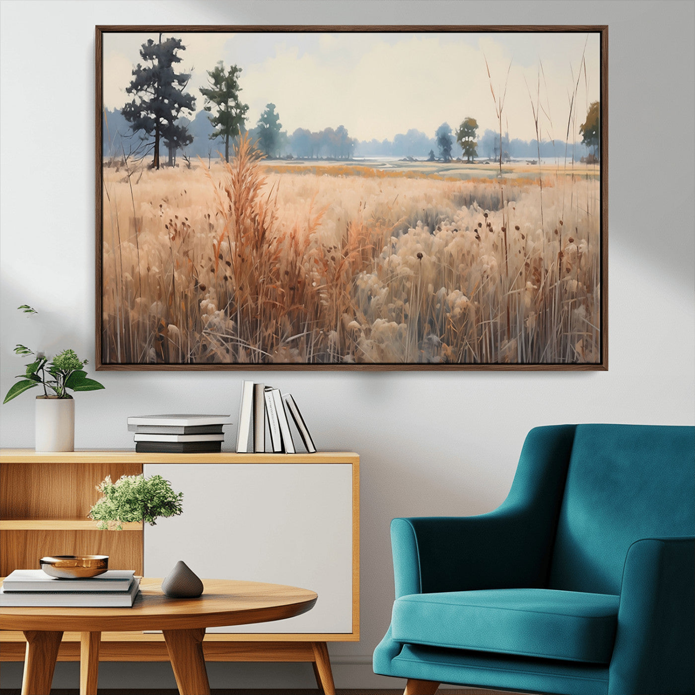 98822-MGV-CV-36X24-Autumn Meadow Wall Art – Tranquil Grassland Landscape Canvas Print, Rustic Country Decor for Living Room, Bedroom or Farmhouse