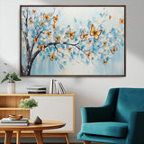 59455-MGV-CV-36X24-Butterfly Tree Branch Wall Art – Blue and Yellow Abstract Canvas Print, Modern Nature Artwork for Living Room, Bedroom or Office