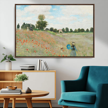 74890-MGV-CV-36X24-Monet Poppy Field Wall Art – Impressionist Landscape Canvas Print, Classic French Artwork for Living Room, Bedroom or Office Decor