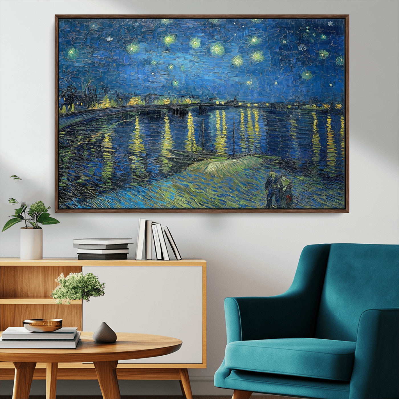 94605-MGV-CV-36X24-Starry Night Over the Rhone Wall Art – Vincent van Gogh Canvas Print, Famous Impressionist Painting for Living Room, Office