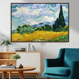 97252-MGV-CV-36X24-Wheat Field with Cypress – Van Gogh Wall Art, Impressionist Landscape Canvas Print, Rustic Home Decor for Living Room or Office