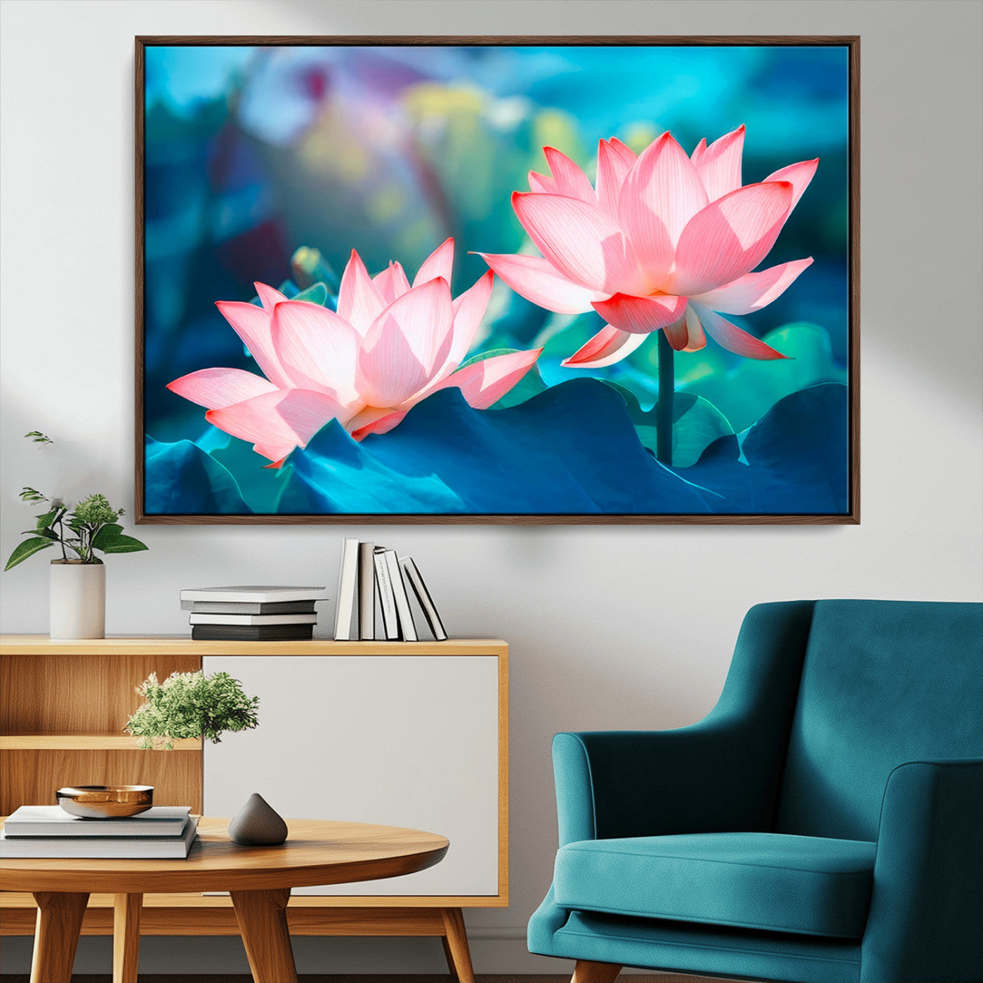 32559-MGV-CV-36X24-Lotus Flower Wall Art – Pink Water Lily Canvas Print, Tranquil Nature Decor for Living Room, Bedroom or Meditation Space