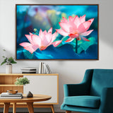 32559-MGV-CV-36X24-Lotus Flower Wall Art – Pink Water Lily Canvas Print, Tranquil Nature Decor for Living Room, Bedroom or Meditation Space