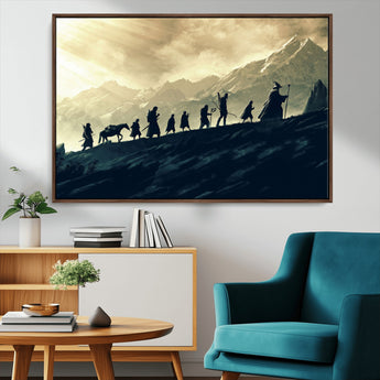 41574-MGV-CV-36X24-Fellowship Journey Wall Art – Epic Fantasy Adventure Canvas Print, Mountain Landscape Decor for Living Room, Office or Man Cave