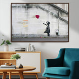 50559-MGV-CV-36X24-Banksy Girl with Balloon Wall Art – Famous Street Graffiti Canvas Print, Modern Urban Artwork for Living Room, Bedroom or Office