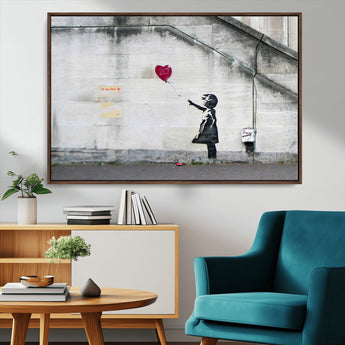 50559-MGV-CV-36X24-Banksy Girl with Balloon Wall Art – Famous Street Graffiti Canvas Print, Modern Urban Artwork for Living Room, Bedroom or Office