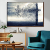 55718-MGV-CV-36X24-Surreal Cross Wall Art – Spiritual Faith Canvas Print, Abstract Christian Artwork with Modern Religious Symbol for Living Room,