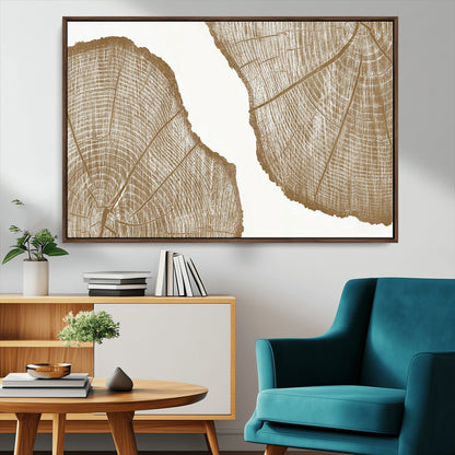 99692-MGV-CV-36X24-Tree Ring Linocut Wall Art Canvas Print, Framed Wood Cut Art Picture Print, Tree Rings Perfect Minimalist Rustic Decor Artwork