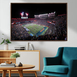 46899-MGV-FC-36X24_Walnut-Ben Hill Griffin Stadium Wall Art Canvas Print, Framed Football Stadium Art Picture Print, Florida Football Stadium Perfect Sport