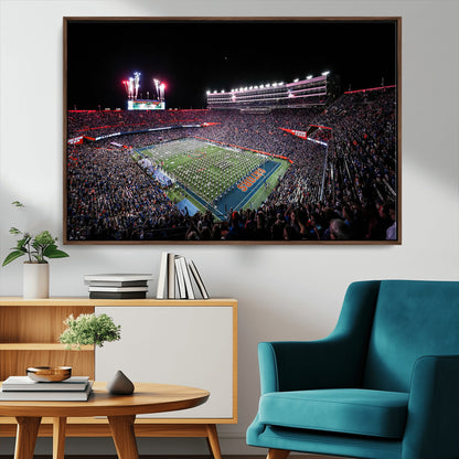 46899-MGV-FC-36X24_Walnut-Ben Hill Griffin Stadium Wall Art Canvas Print, Framed Football Stadium Art Picture Print, Florida Football Stadium Perfect Sport