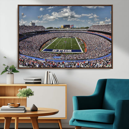 76491-MGV-FC-36X24_Walnut-Buffalo Bills Stadium Wall Art Canvas Print, Framed Bills Stadium Art Picture Print, Highmark Stadium Perfect Sport Room Decor