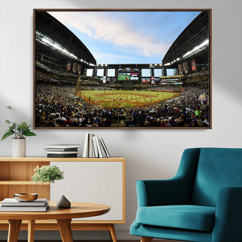 92672-MGV-FC-36X24_Walnut-Chase Field Stadium Wall Art Canvas Print, Framed Arizona Stadium Art Picture Print, Chase Stadium Perfect Sports Room Decor